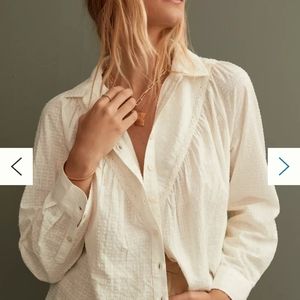 Pilcro Lace-Back Button Down